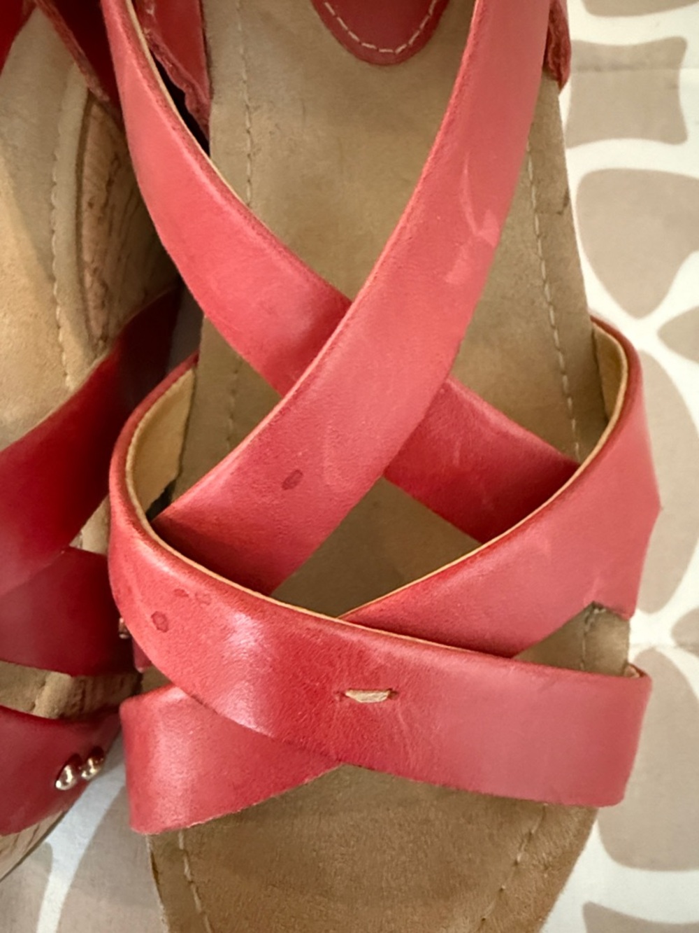 bussola Red Leather Crisscross Slingback Sandals - Picture 2 of 4